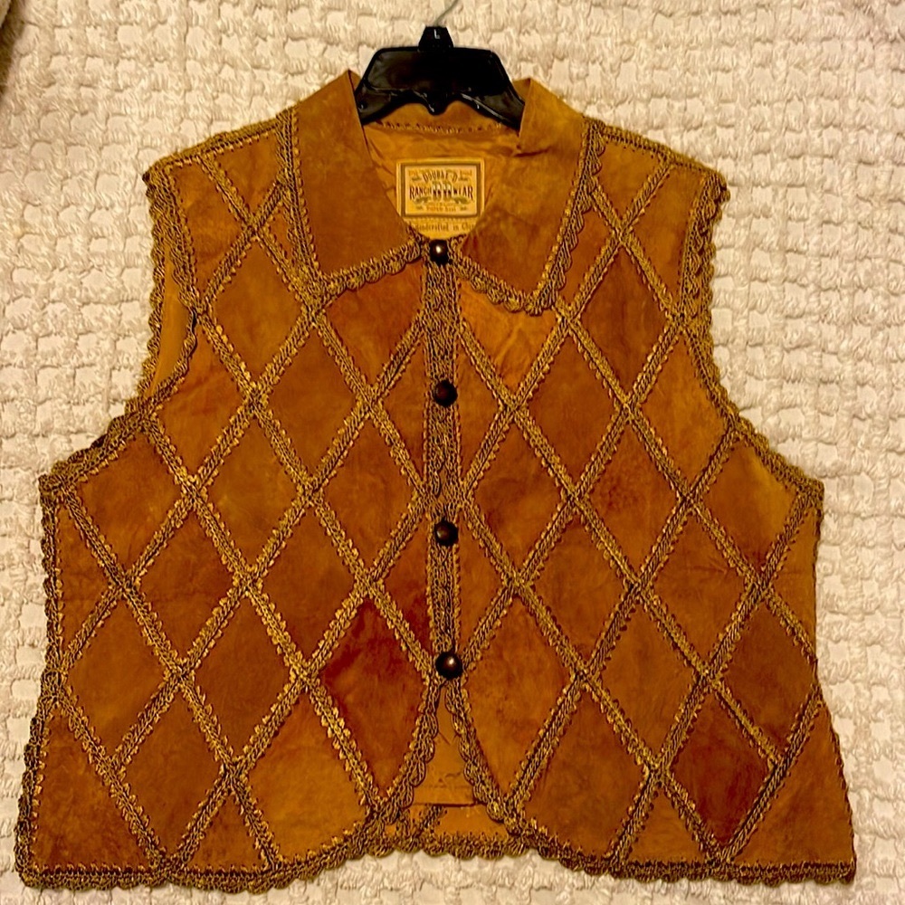 Double D Ranch Wear Suede Patchwork Crochet Western Vest